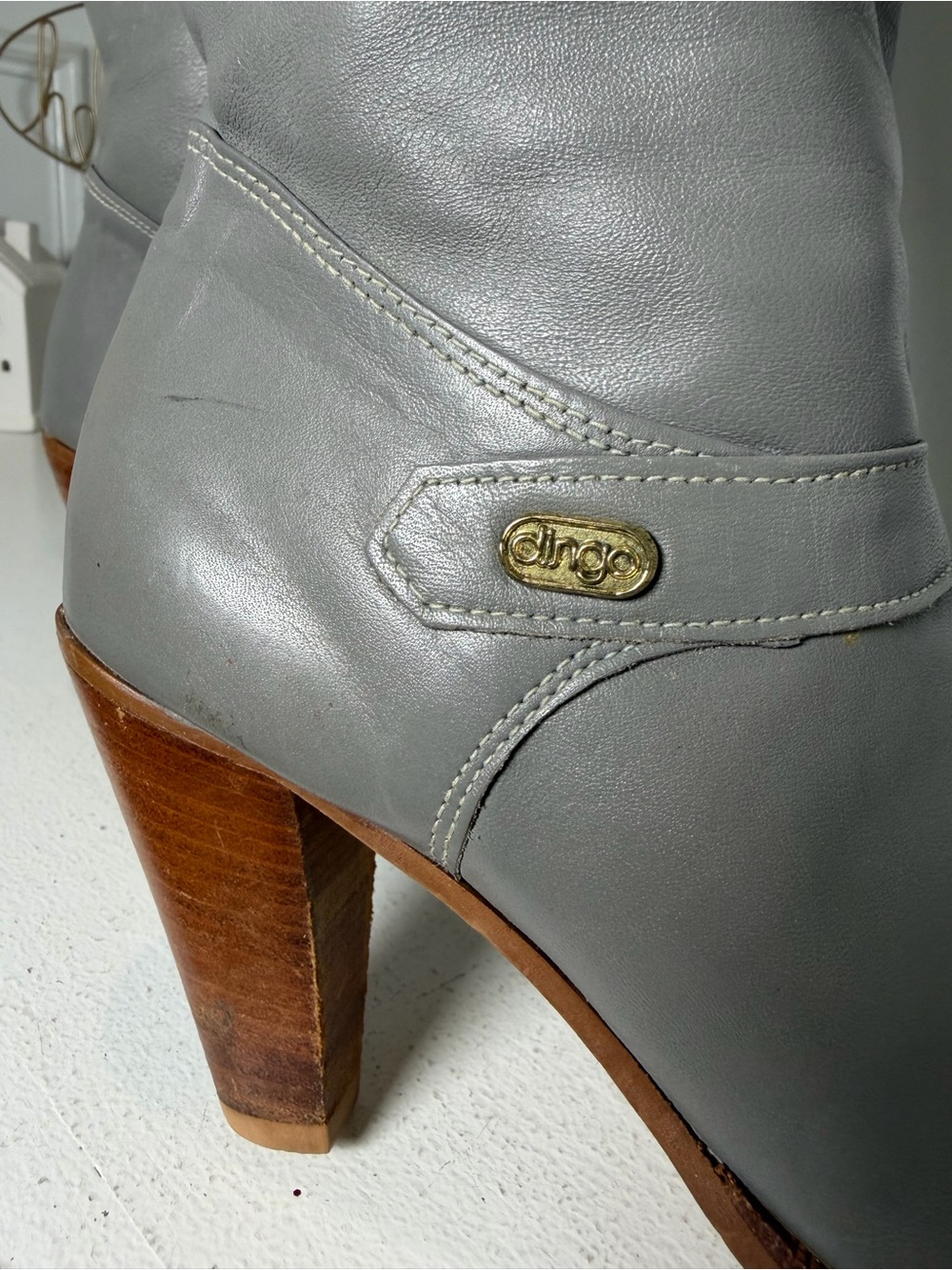 Dingo Womens 7.5 Gray Leather Convertible Tall Fold Over Western Cowboy Boots - Picture 4 of 8